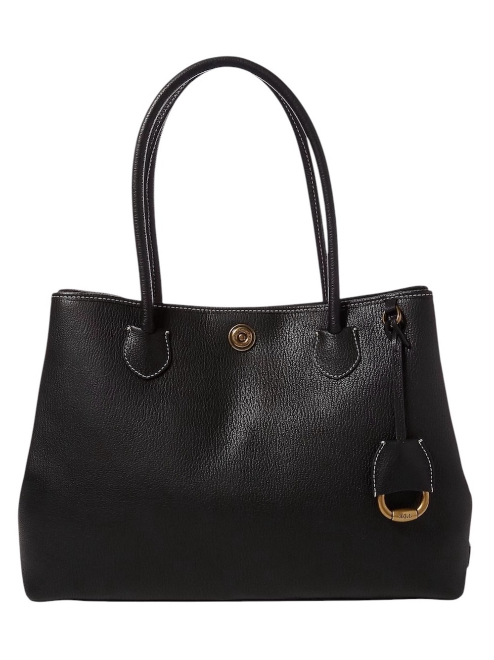 Lauren Ralph Lauren Black Pebbled Leather Market Tote